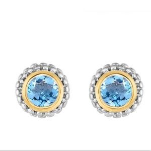 Sterling Silver Blue Topaz Stud Earrings
